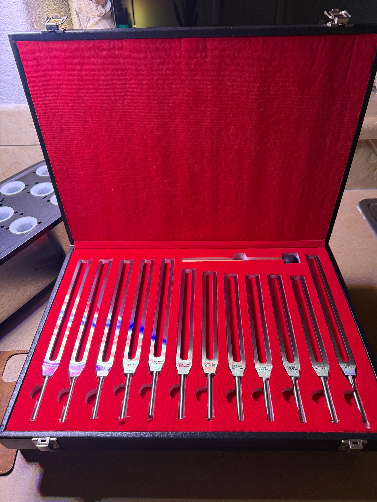 SACRED TONES™ Resonance Forks — 12-Piece Stainless Steel Planetary Set (Unweighted)