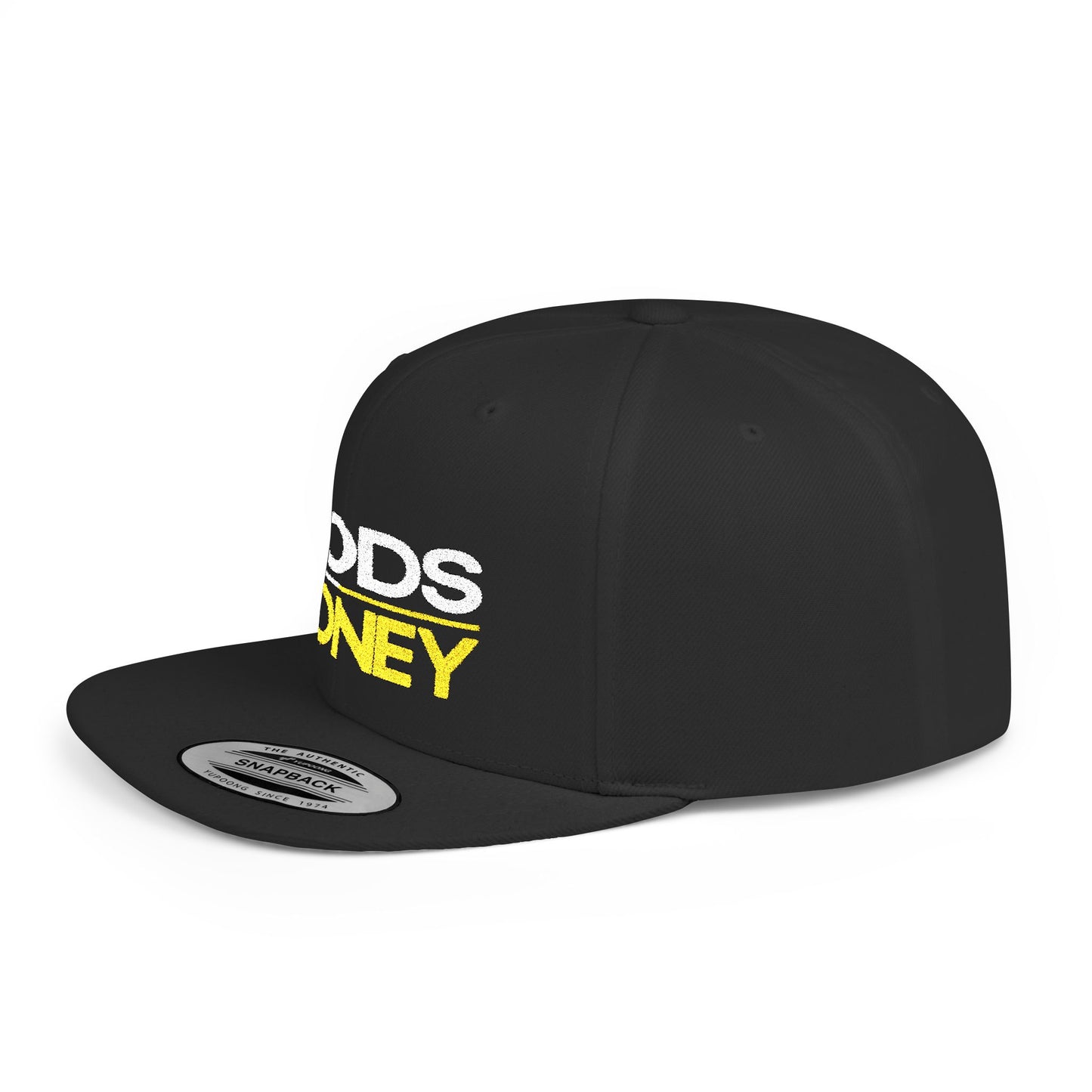 Gods Money Snapback Hat — Bold Two-Tone Embroidered Flat Bill Cap