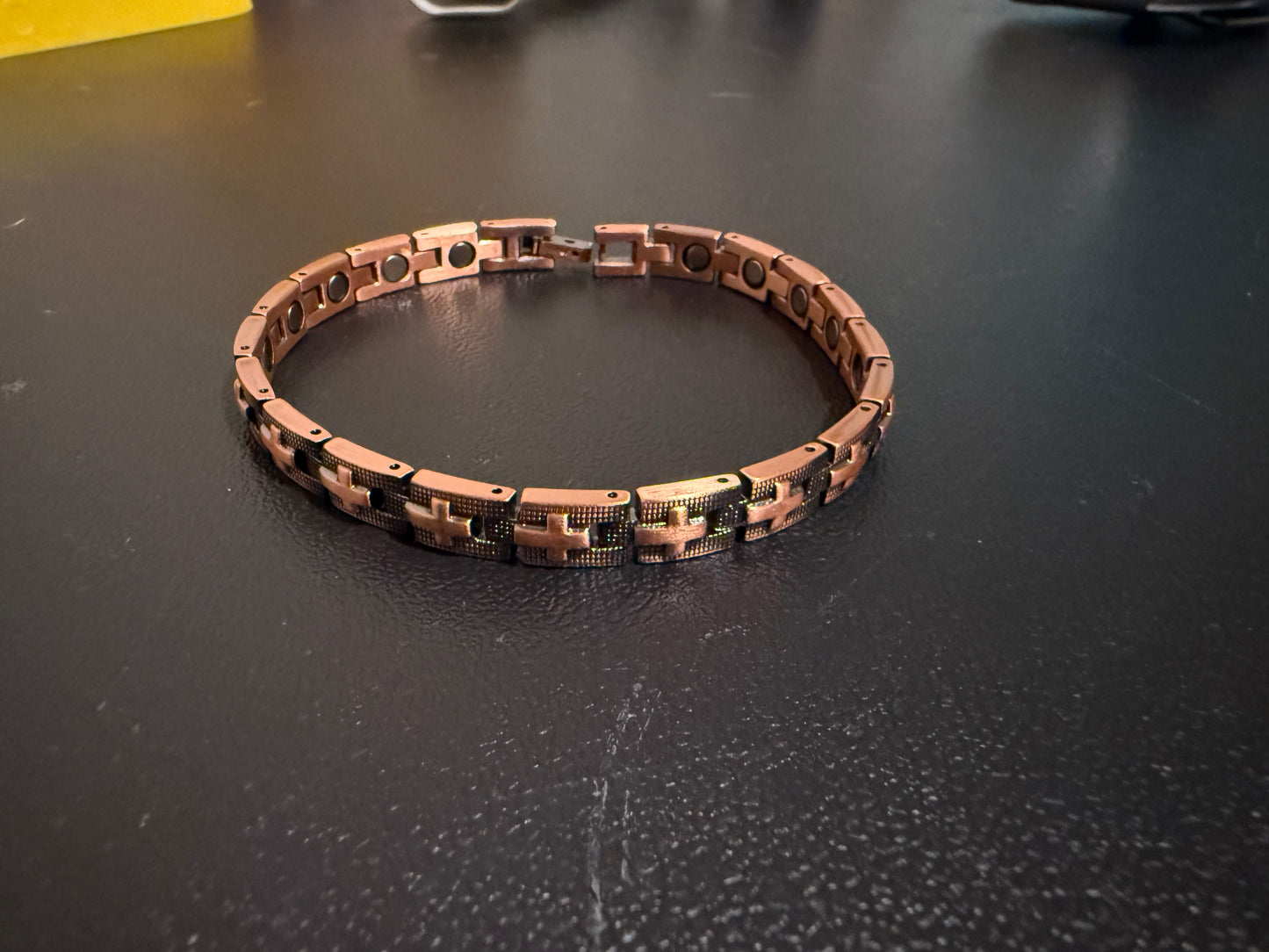 Sacred Cross Red Copper Magnetic Bracelet — 9 Inch
