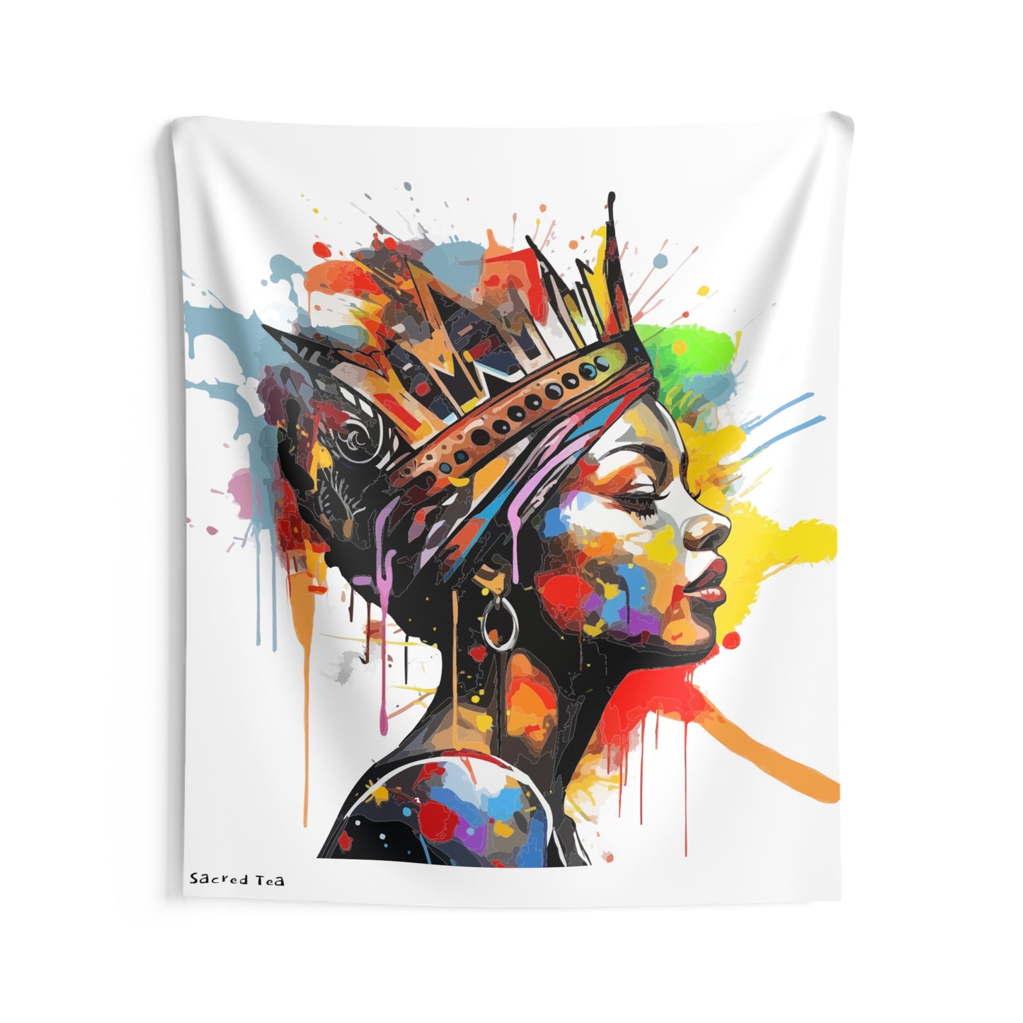 Crown Woman Indoor Wall Tapestries (white background)