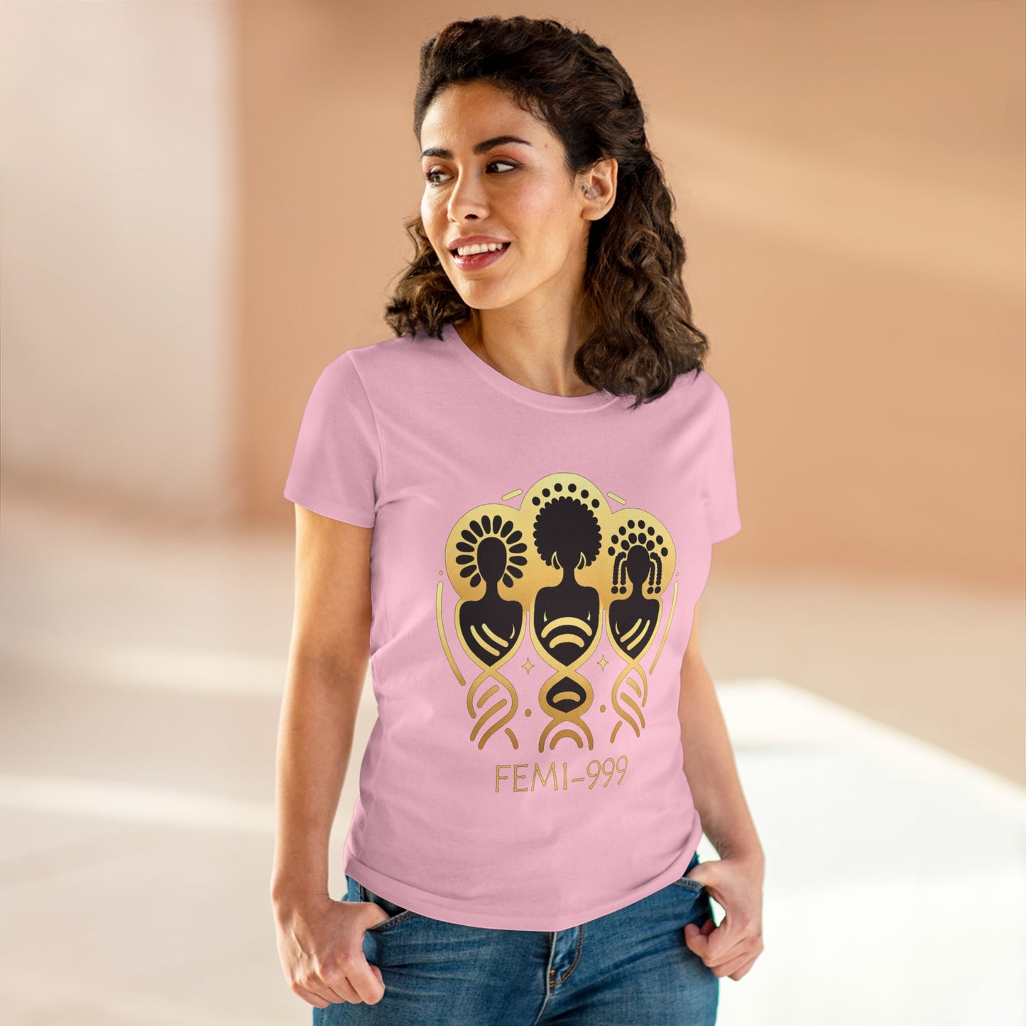 FEMI-9 Women's Graphic Tee - Empowering Design for Everyday Wear