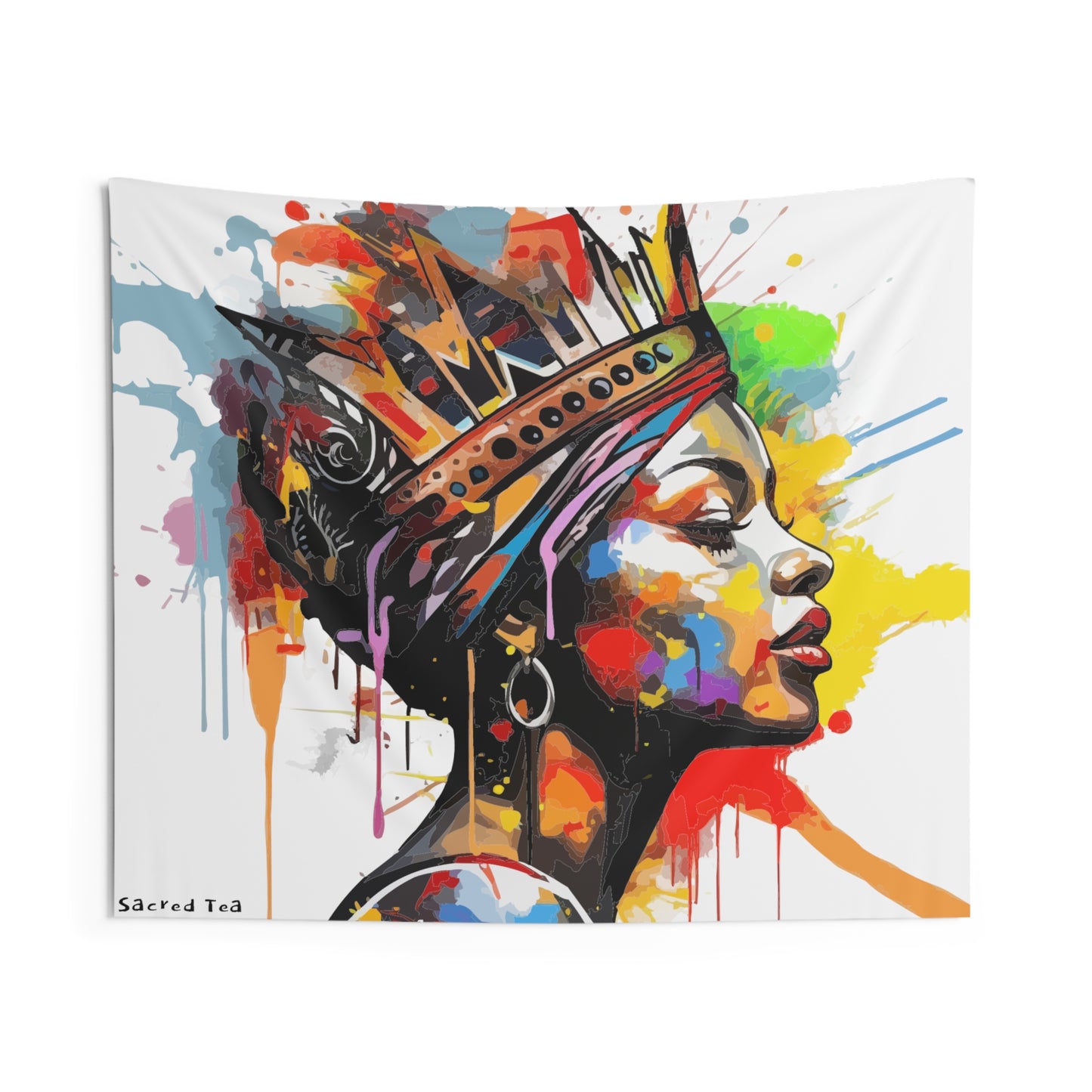 Crown Woman Indoor Wall Tapestries (white background)