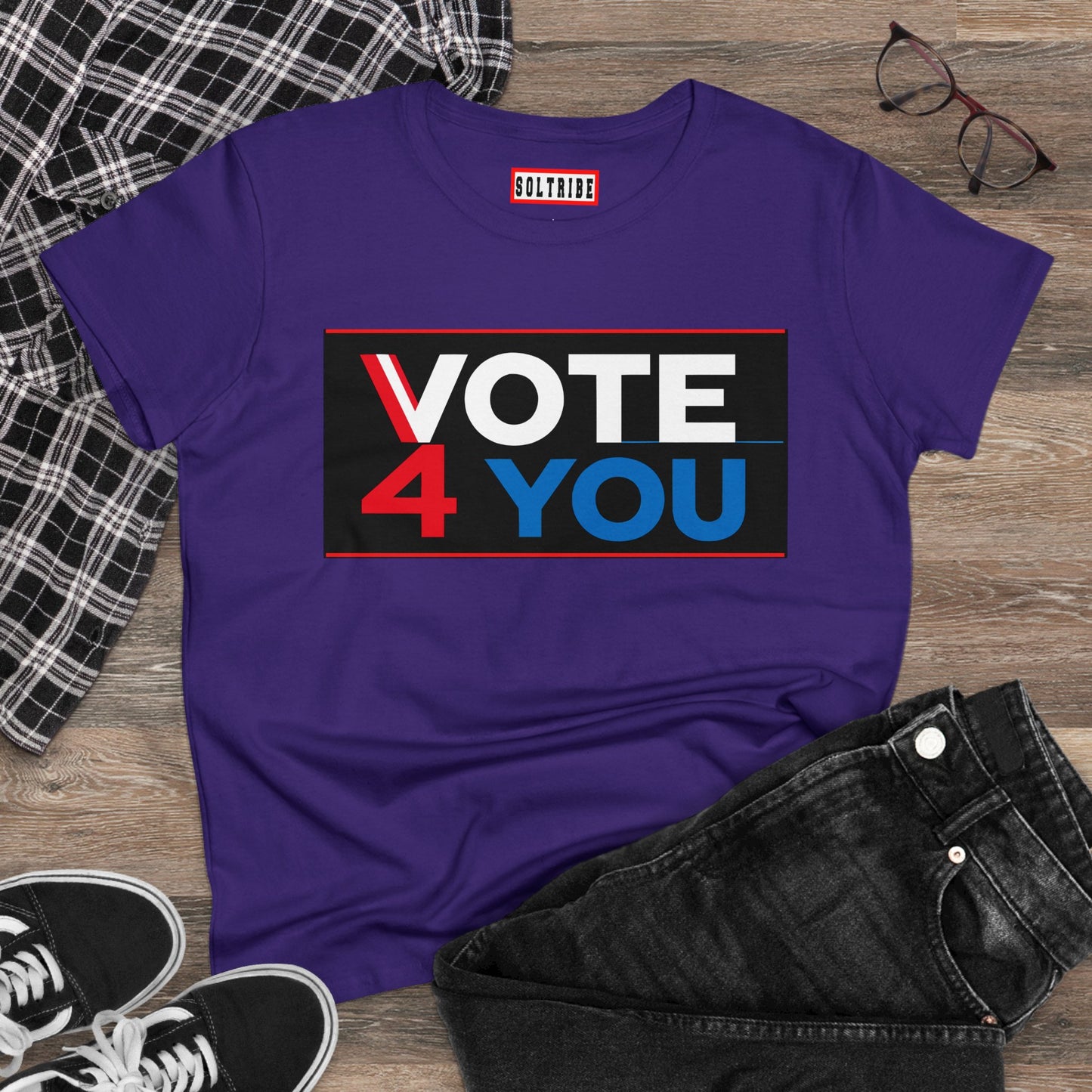 VOTE 4 YOU Women's Midweight Cotton Tee