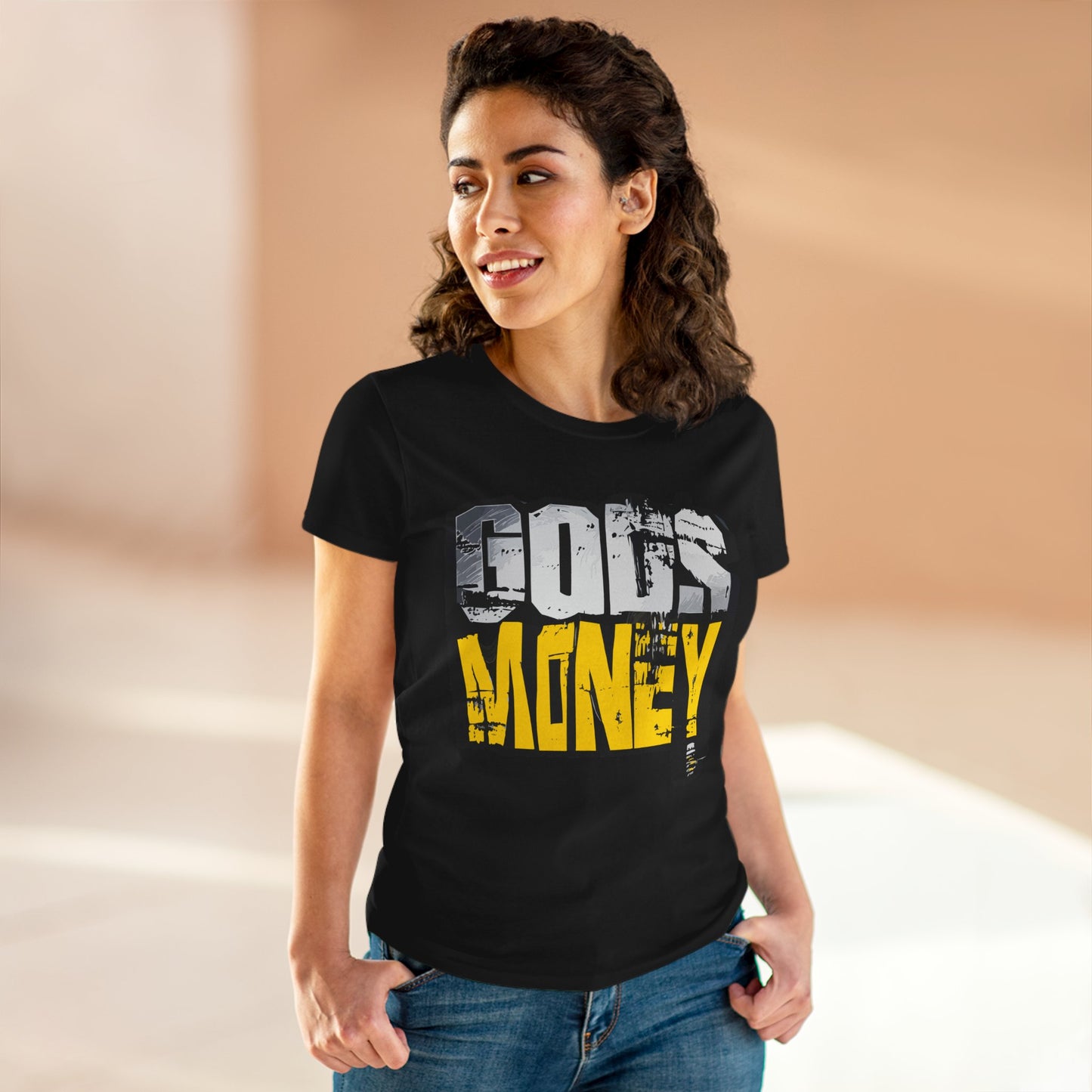 GODS MONEY Women's Tee — Silver & Gold Ancestral Wealth Spiritual Shirt