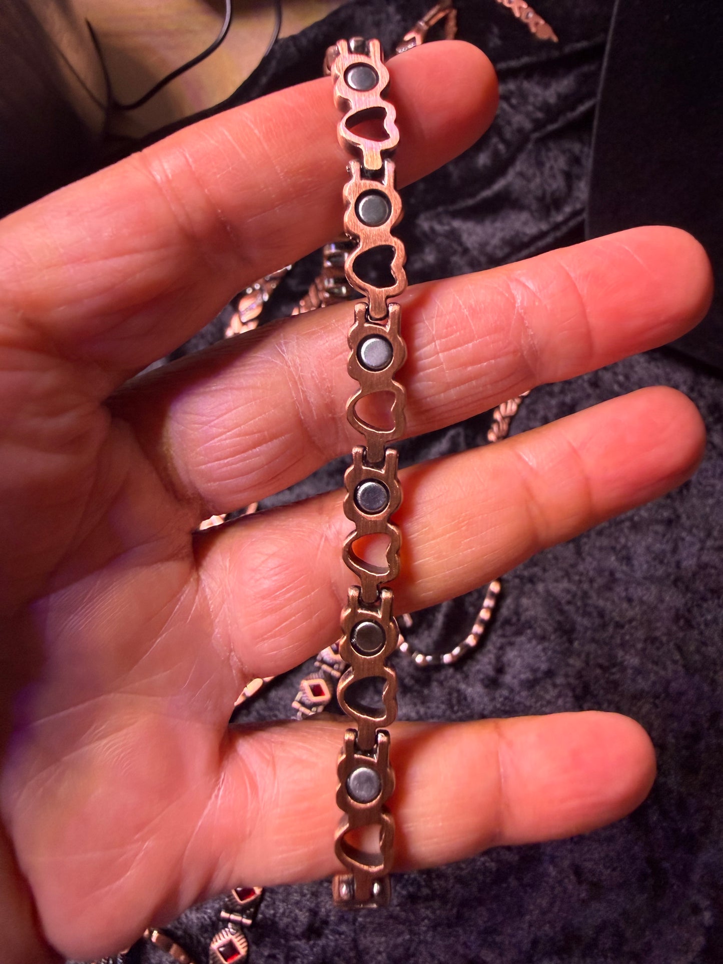 Sacred Hearts Copper Magnetic Bracelet — 9 Inch