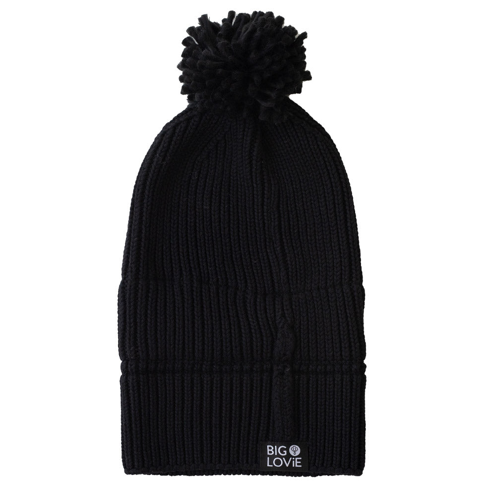 VIBE COTTON CASHMERE POM HAT | BLACK