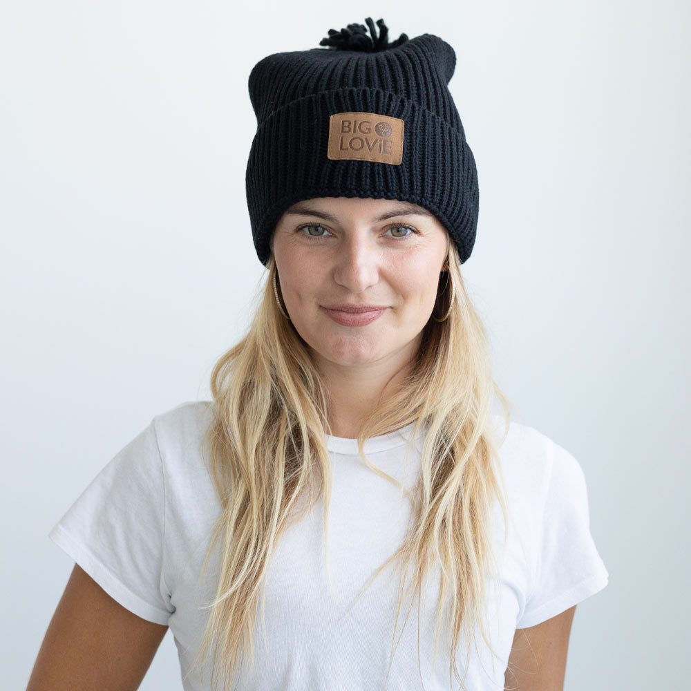 VIBE COTTON CASHMERE POM HAT | BLACK