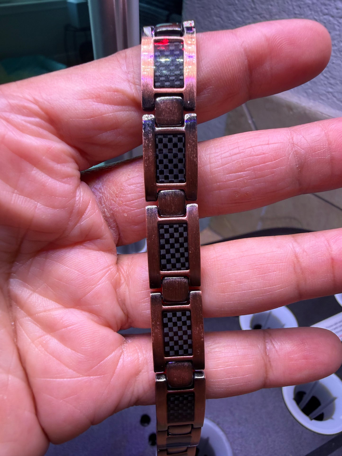 Men's Pure Copper Magnetic Bracelet — Carbon Fiber Energy Band