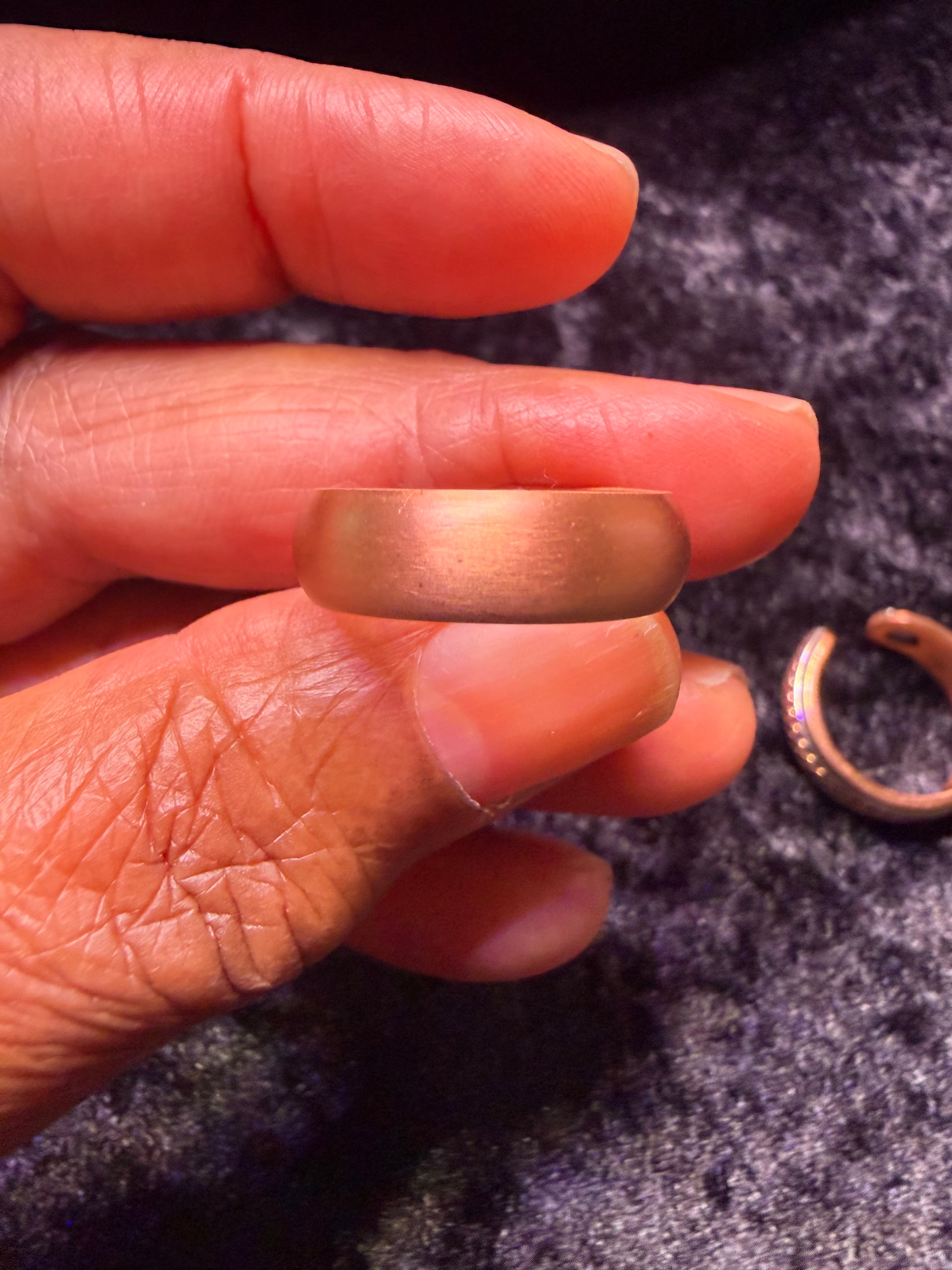 Simple polished band pure copper magnetic ring
