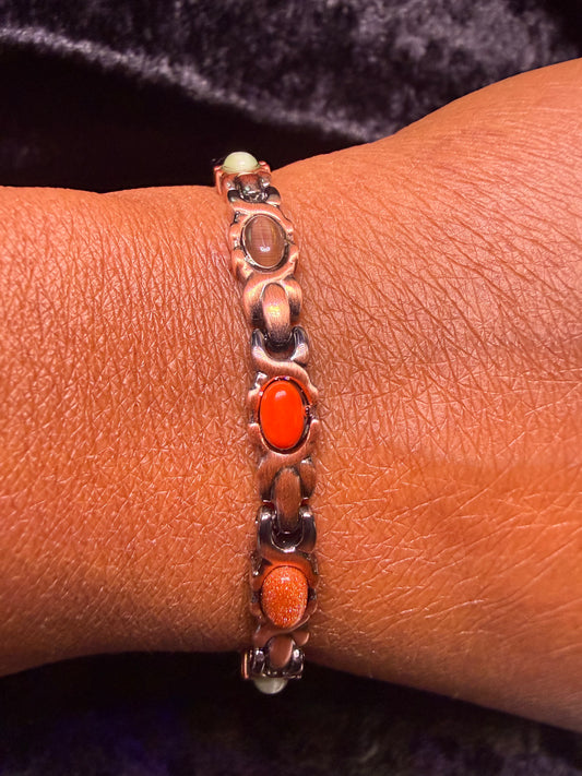 Femi 9 multi-stone copper link bracelet