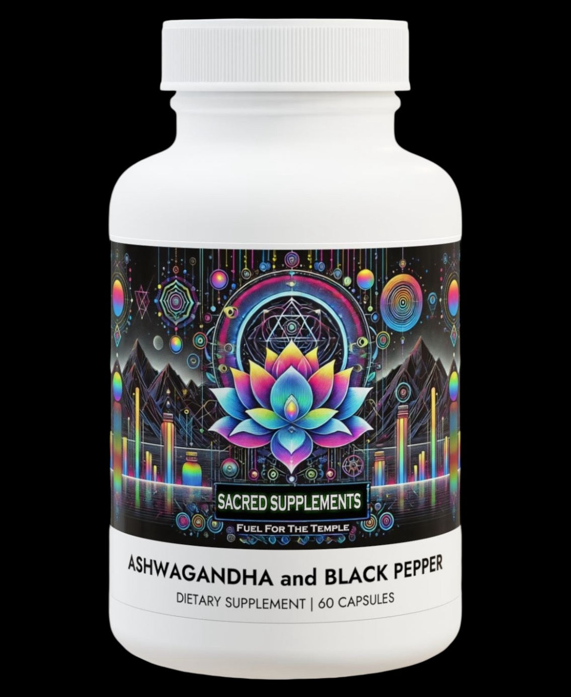 Sacred Ashwagandha and Black Pepper Supplement (60 capsules) Free Shipping!