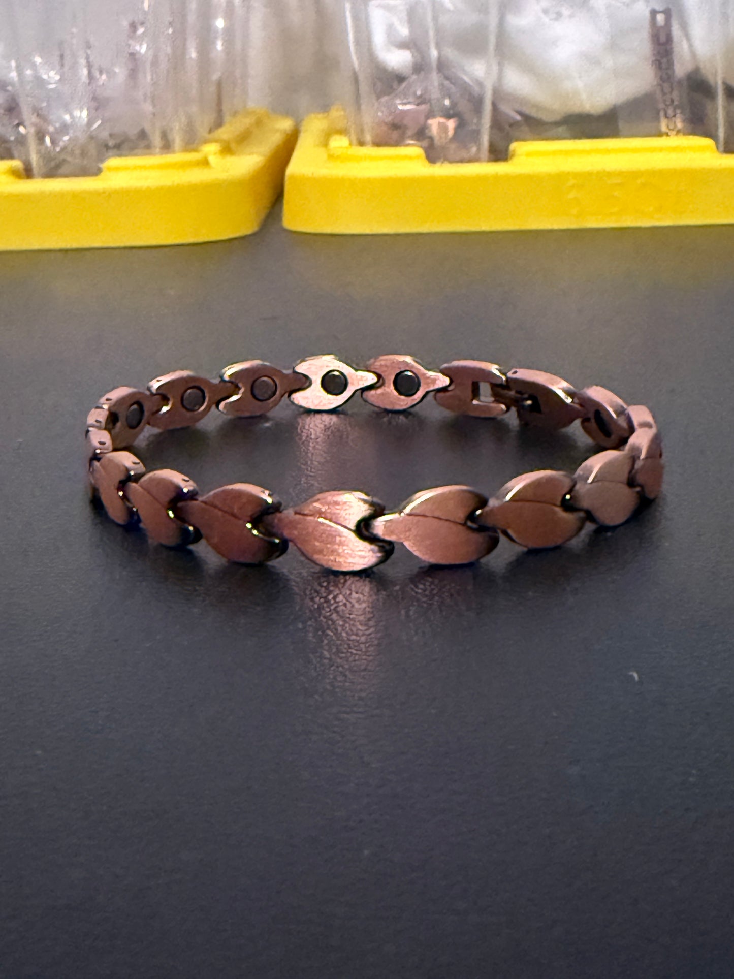 Copper Leaf Red Copper Magnetic Anklet — 11 Inch