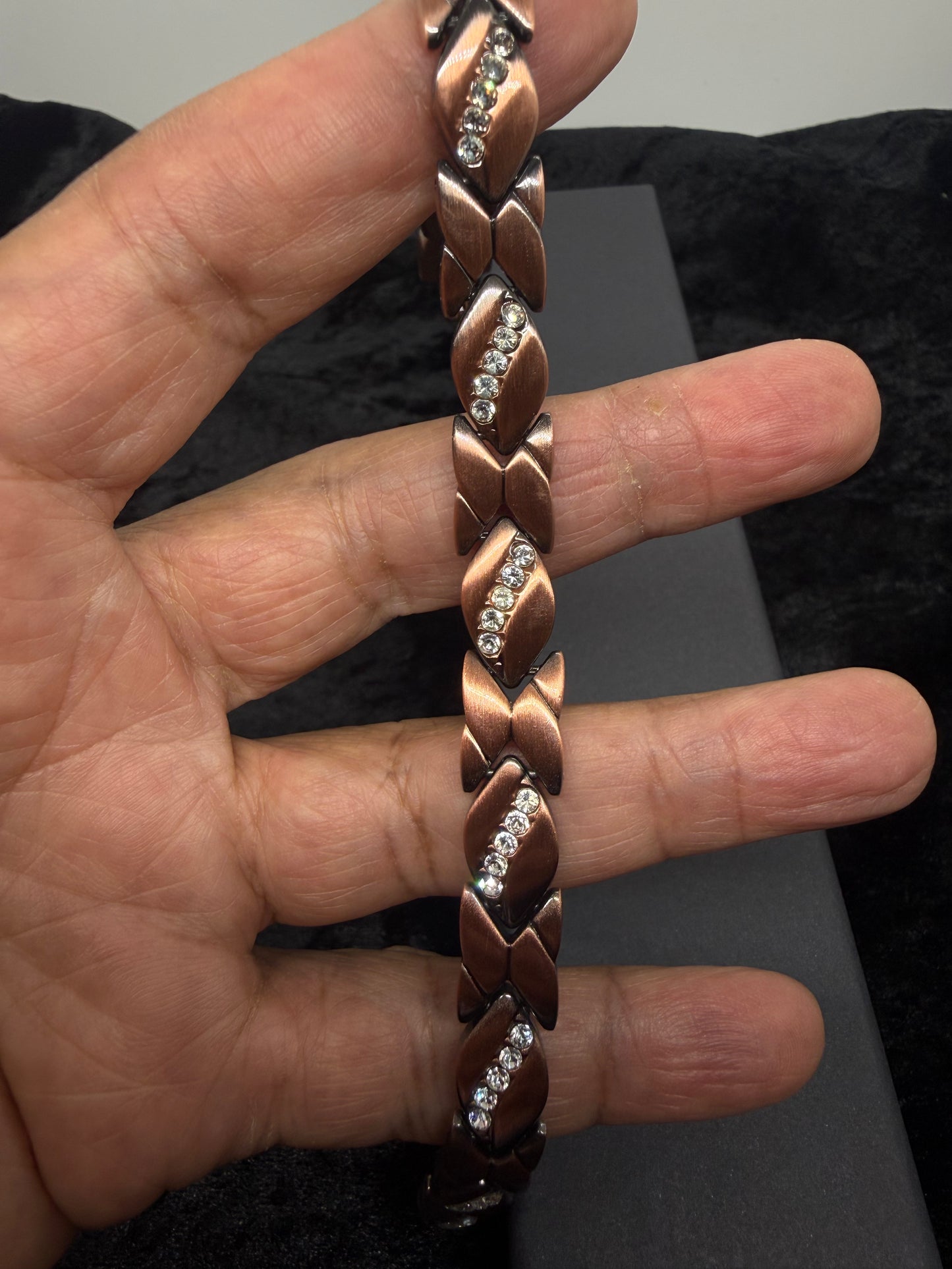 Natural White Zircon Copper Magnetic Bracelet