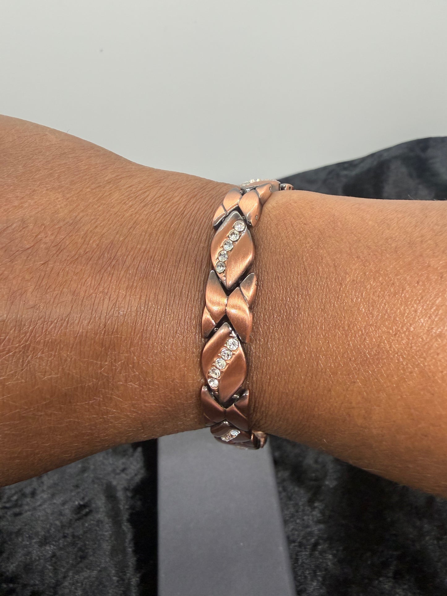 Natural White Zircon Copper Magnetic Bracelet