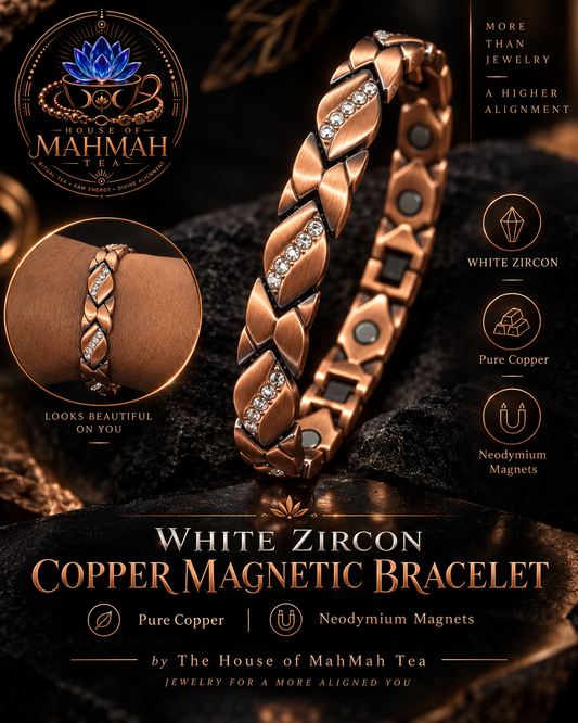Natural White Zircon Copper Magnetic Bracelet