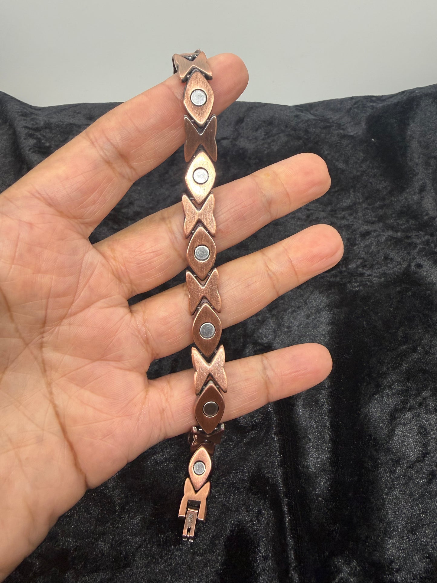 Natural White Zircon Copper Magnetic Bracelet
