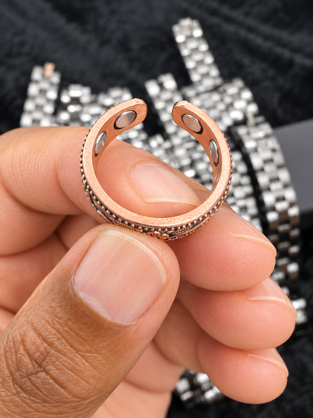 Sacred Rose Copper Magnetic Ring (2 or 4 magnets) product photograph