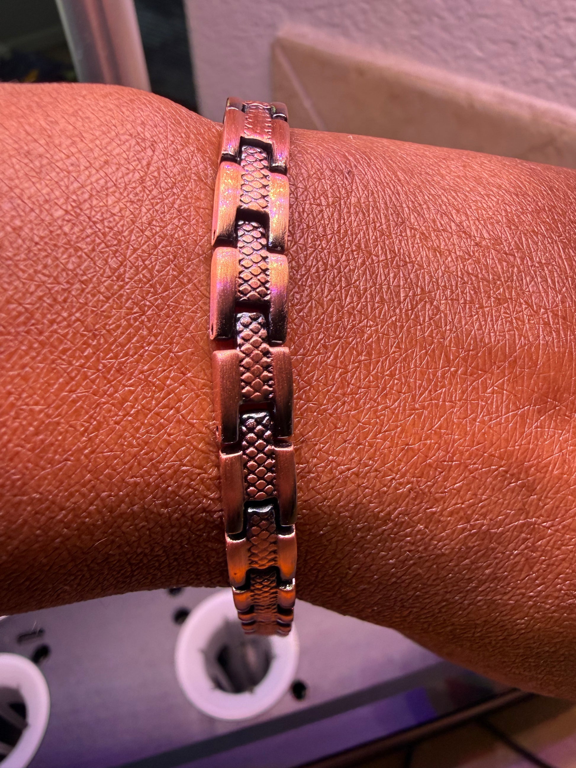 Geometric link copper magnetic bracelet