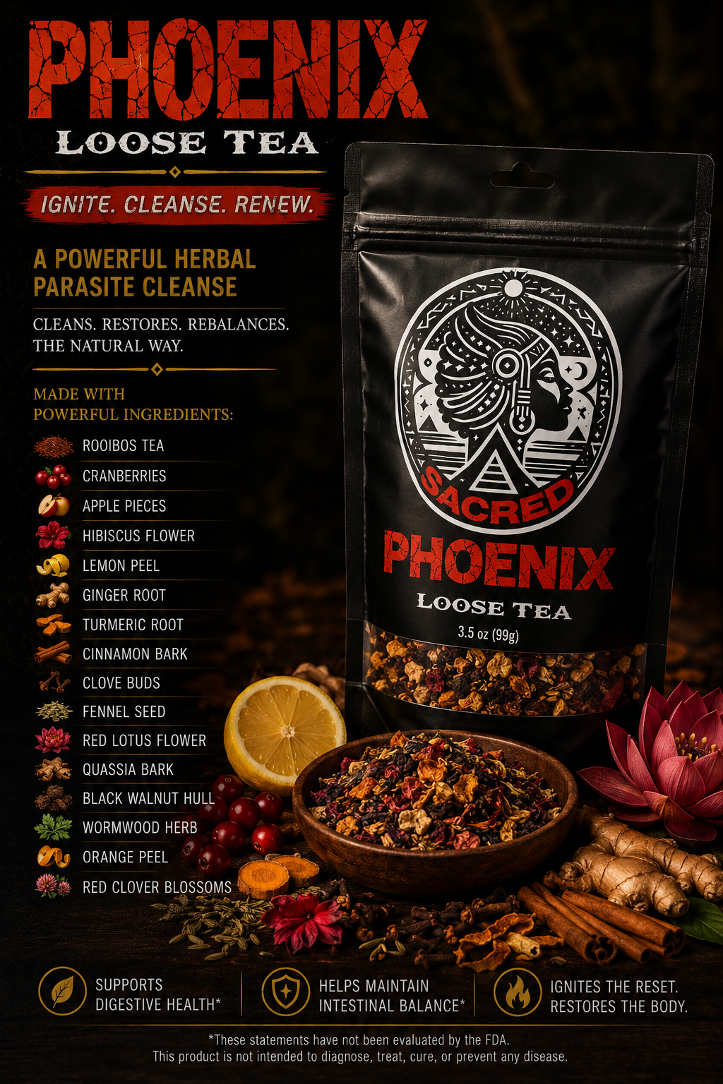 🔥 THE PHOENIX — Sacred Gut Reset · 10-Day Parasitic Cleanse Blend