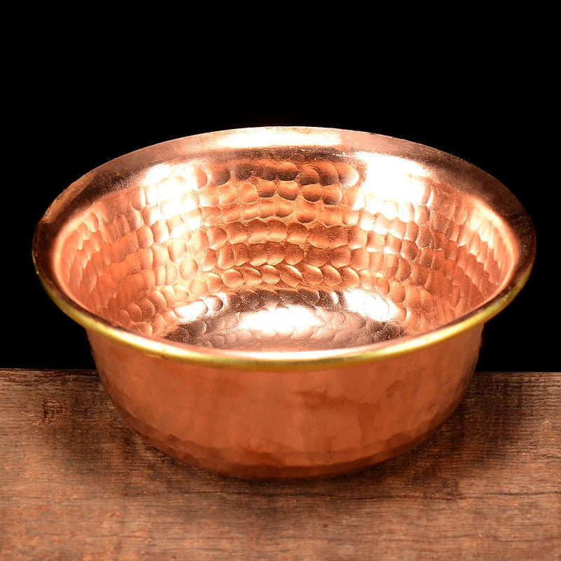 7-Piece Pure Red Copper Drinking Bowl Set – Tibetan Holy Water Vessels