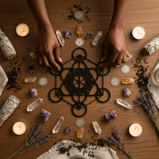 Metatron’s Cube Metal Wall Art – Sacred Geometry Grid (12×12 in)