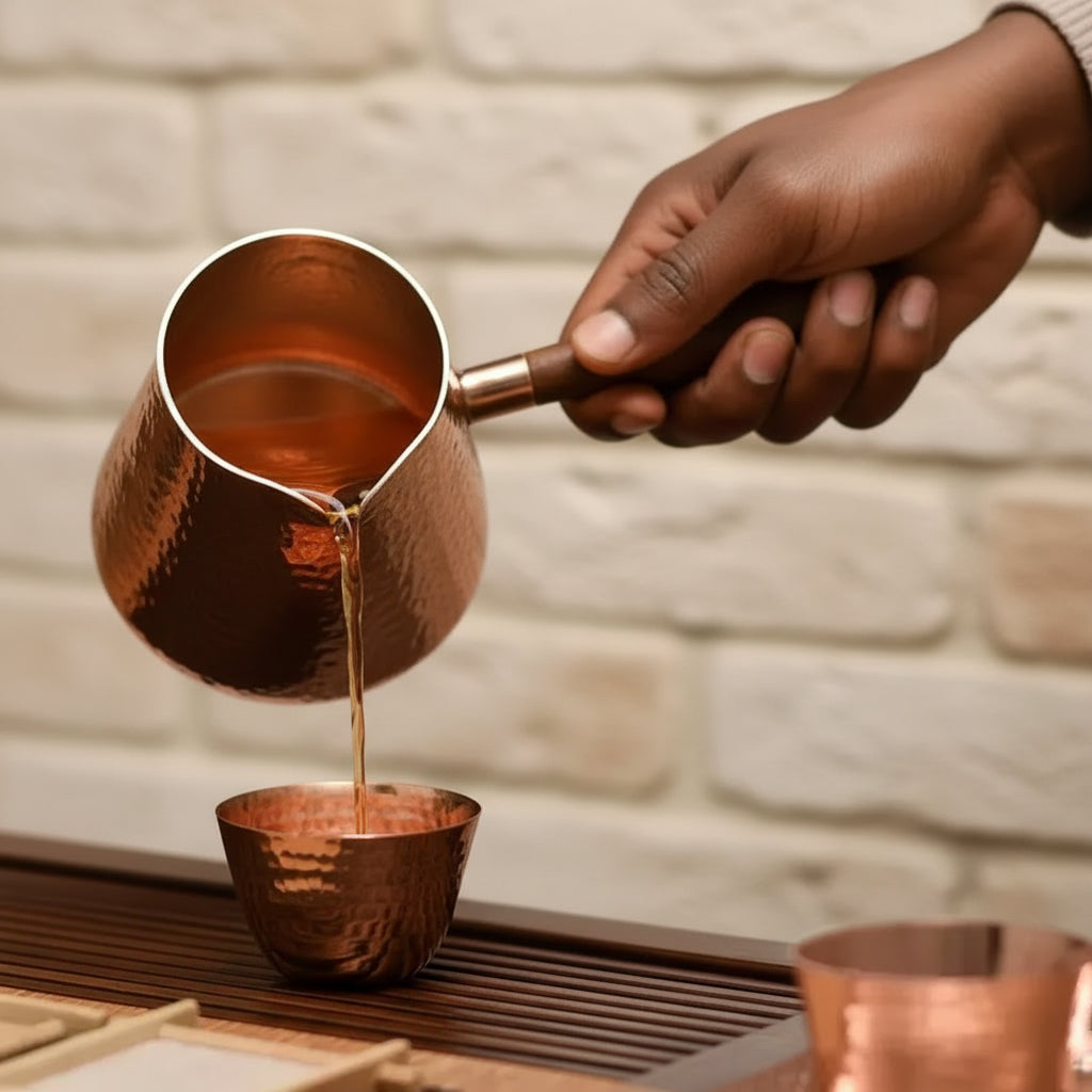 Pure Copper Ritual Pitcher with Wooden Handle — 500ml