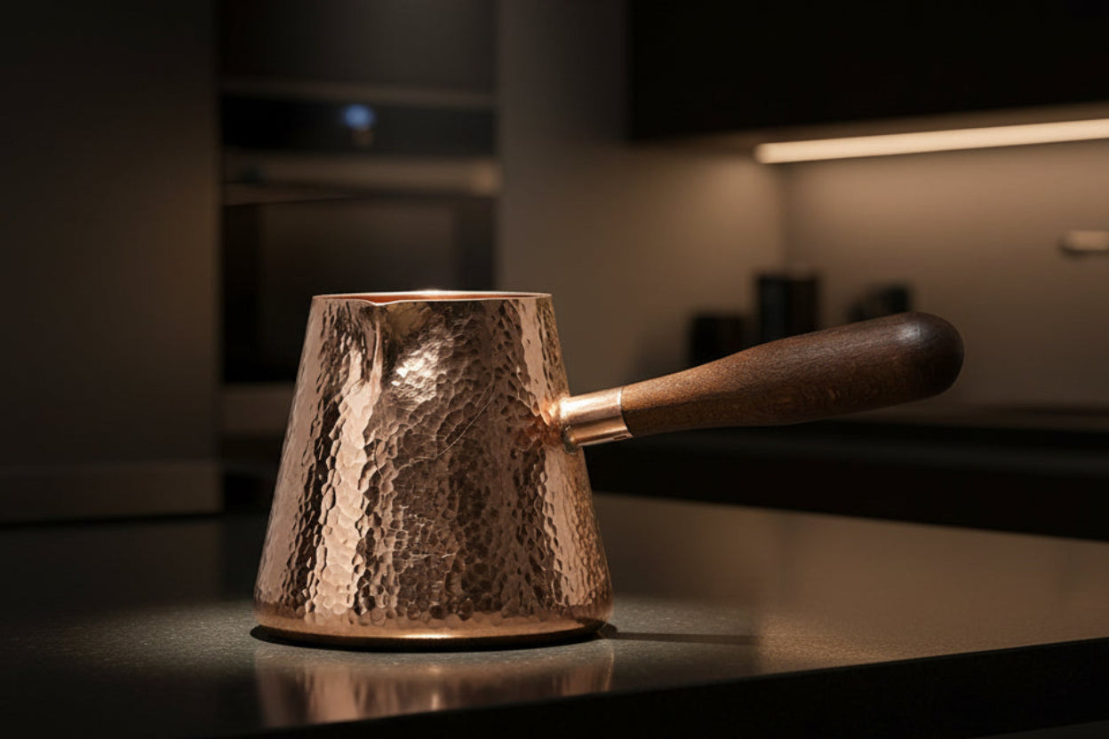 Pure Copper Ritual Pitcher with Wooden Handle — 500ml