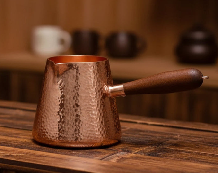 Pure Copper Ritual Pitcher with Wooden Handle — 500ml