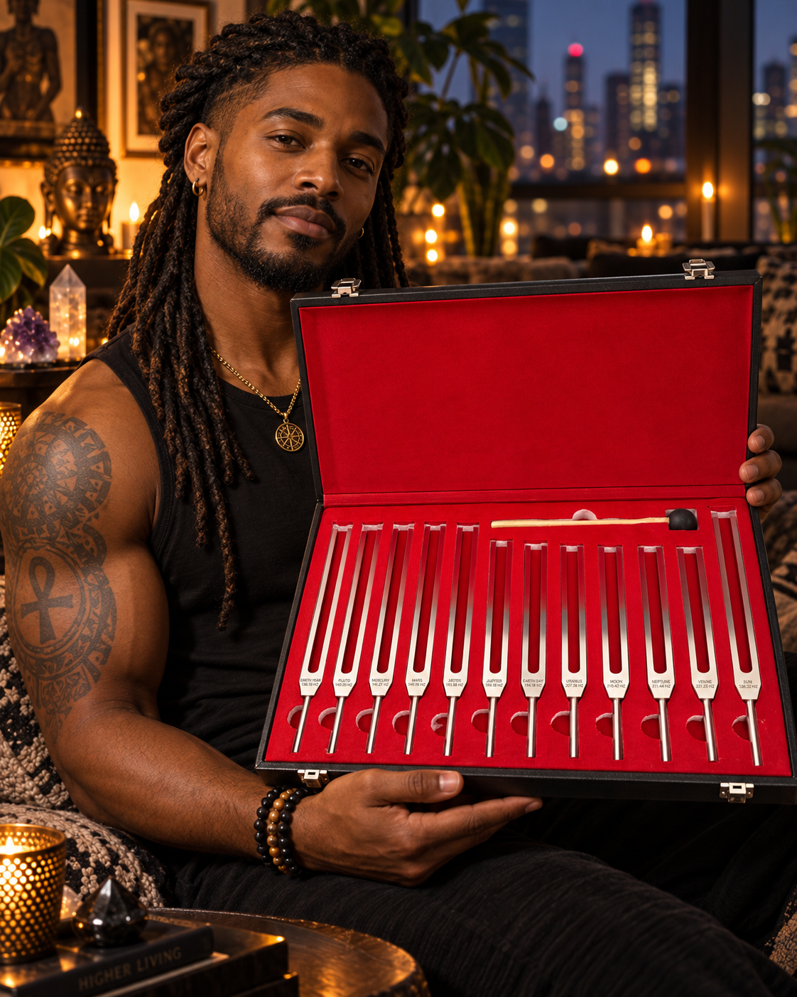 SACRED TONES™ Resonance Forks — 12-Piece Stainless Steel Planetary Set (Unweighted)
