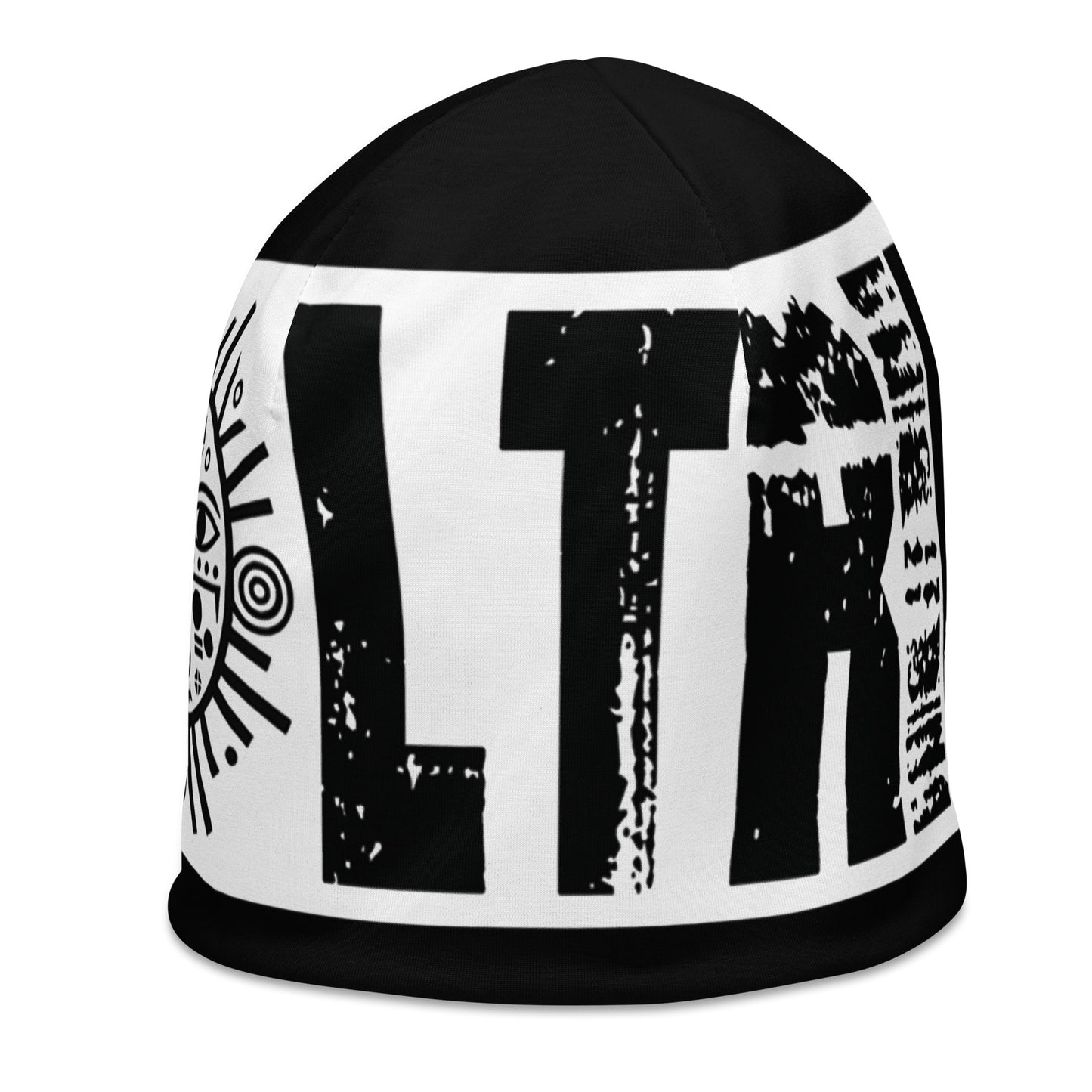 SOL-TRIBE BEANIE,(LARGE PRINT-BLACK) UNISEX