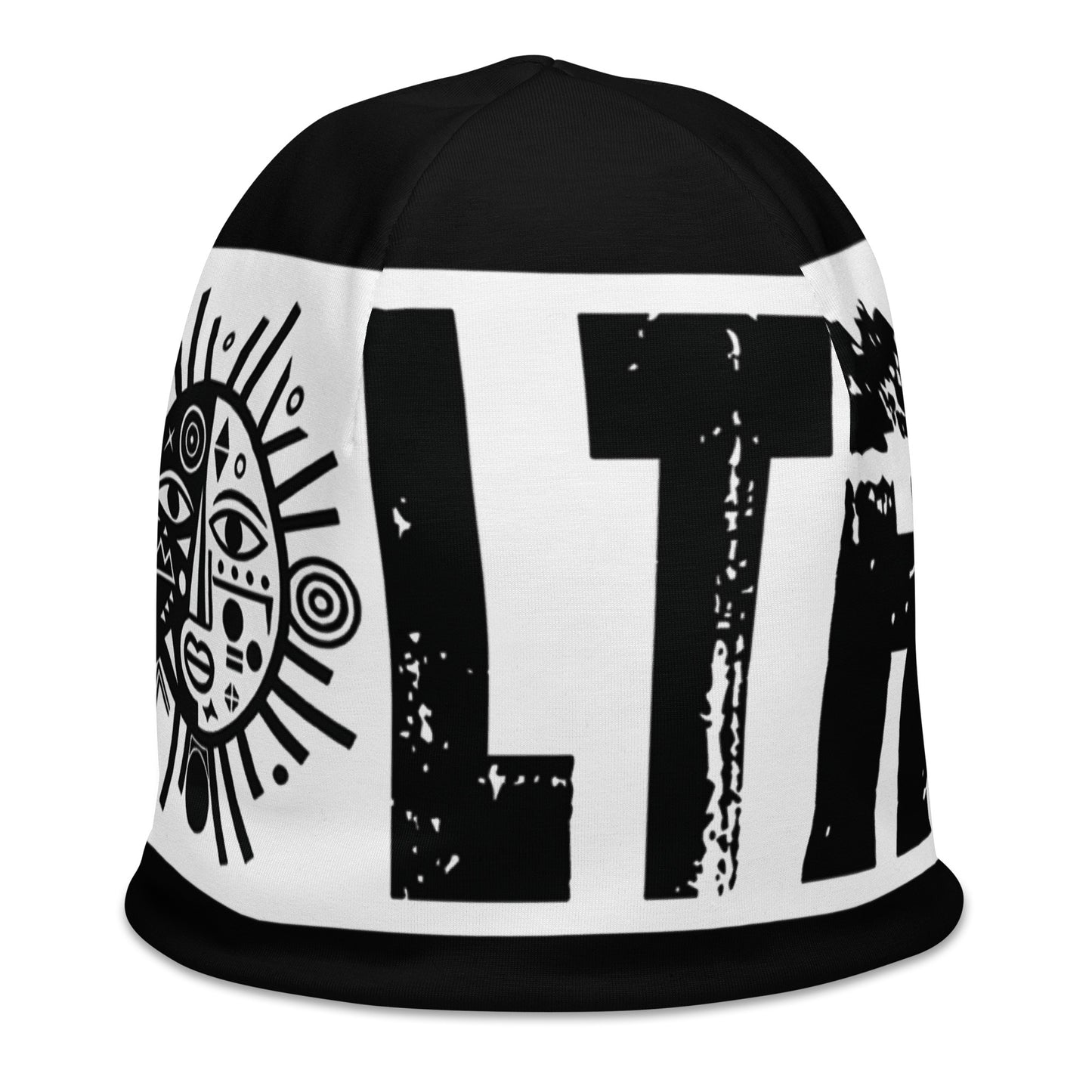 SOL-TRIBE BEANIE,(LARGE PRINT-BLACK) UNISEX