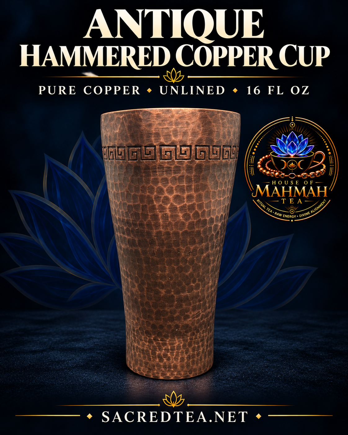 Antique hammered copper cup, 16 fl oz, House of MahMah Tea