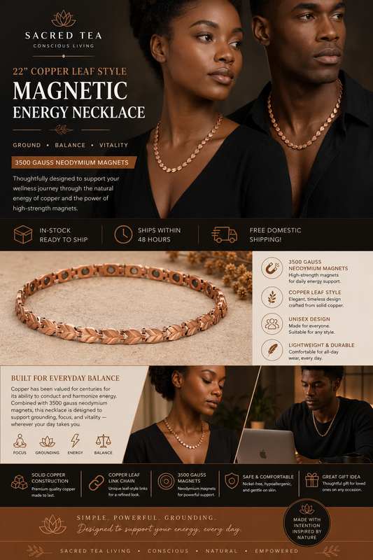 22" Copper Magnetic Energy Necklace (copper leaf)