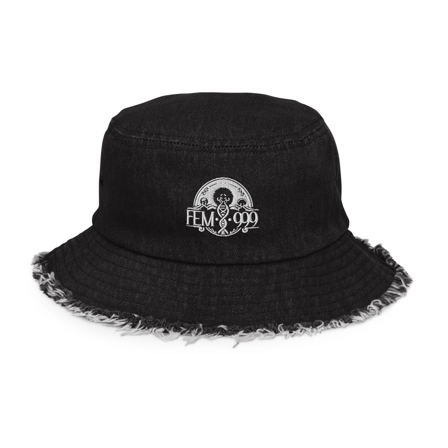 FEMI-999 Distressed denim bucket hat