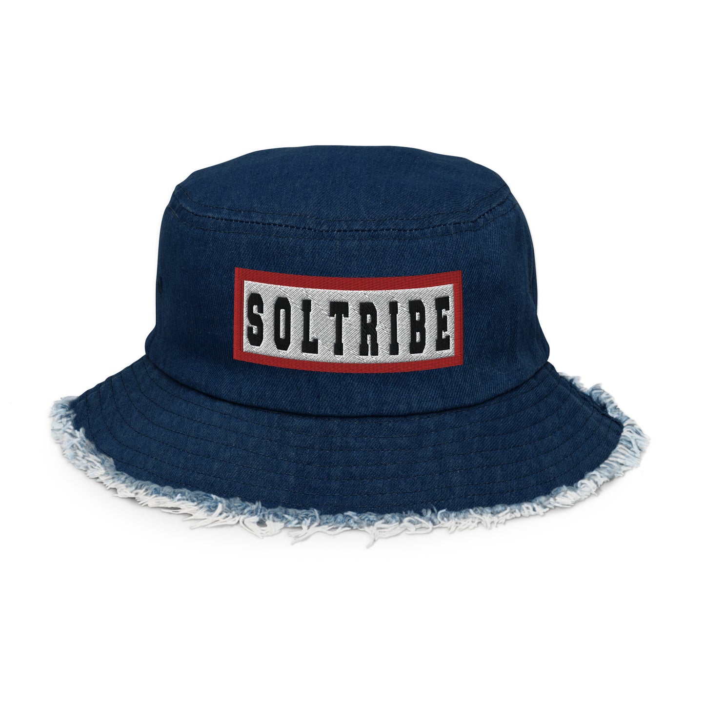 SOL-TRIBE Distressed denim bucket hat