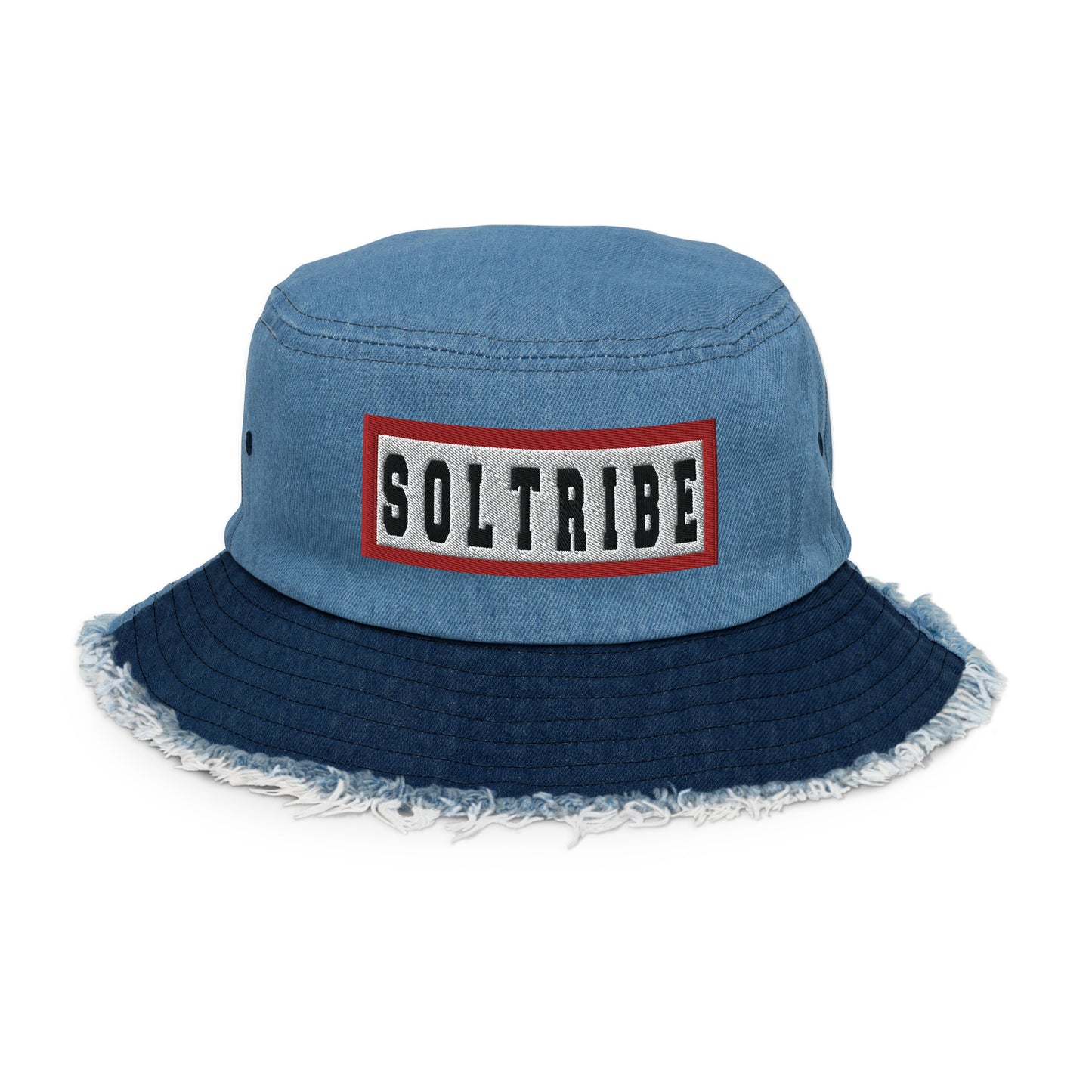 SOL-TRIBE Distressed denim bucket hat