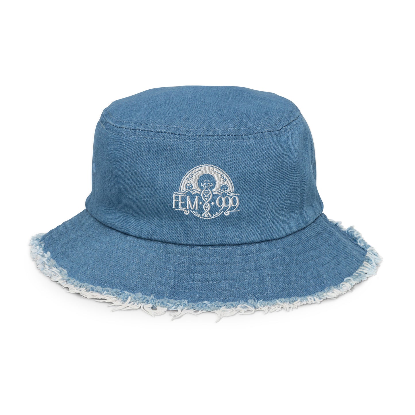 FEMI-999 Distressed denim bucket hat