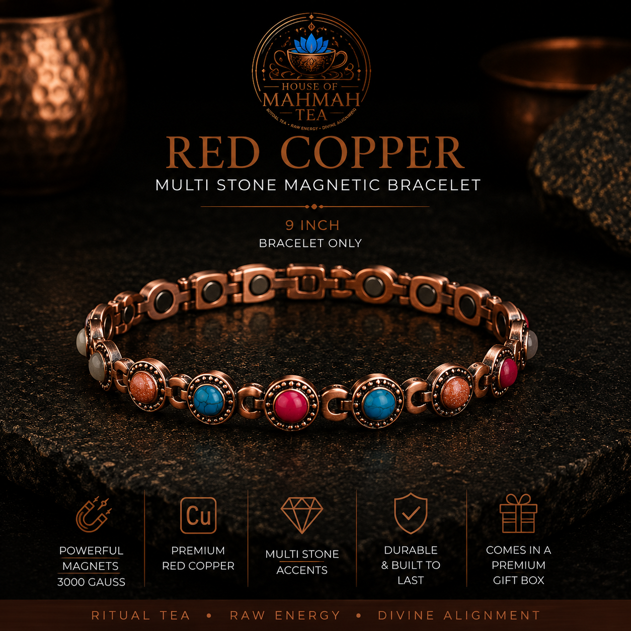 Circle Multi-Stone Copper Energy Bracelet