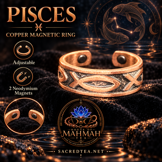 Pisces copper magnetic adjustable ring product card