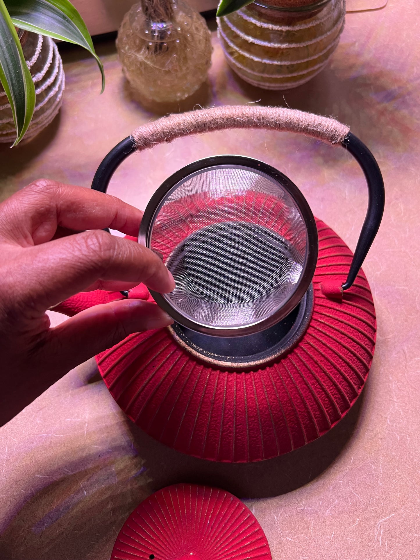 Red Cast Iron Teapot - Free Shipping