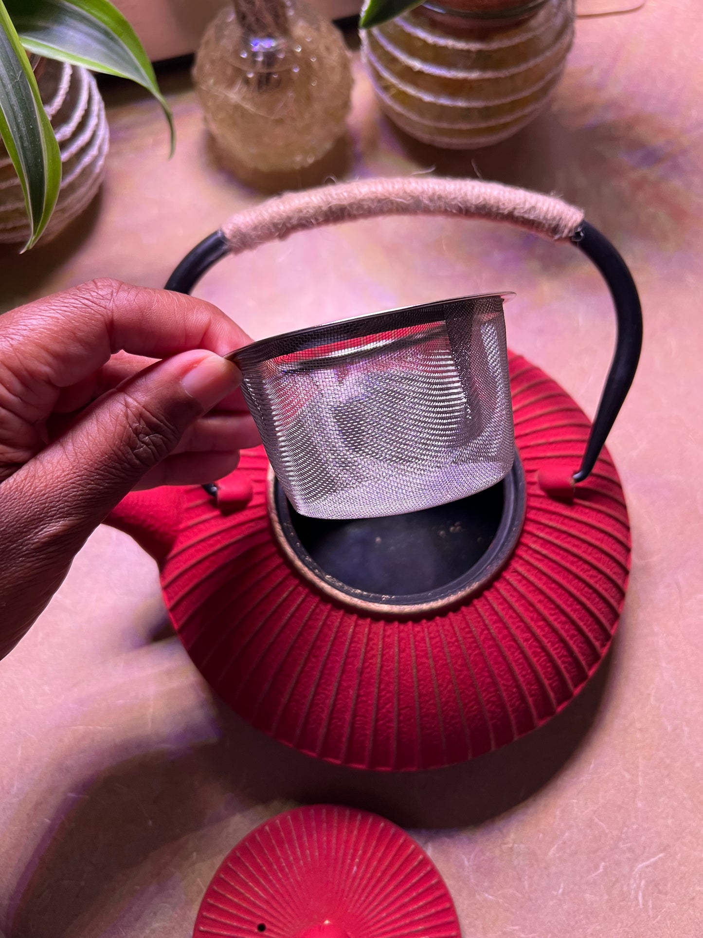 Red Cast Iron Teapot - Free Shipping