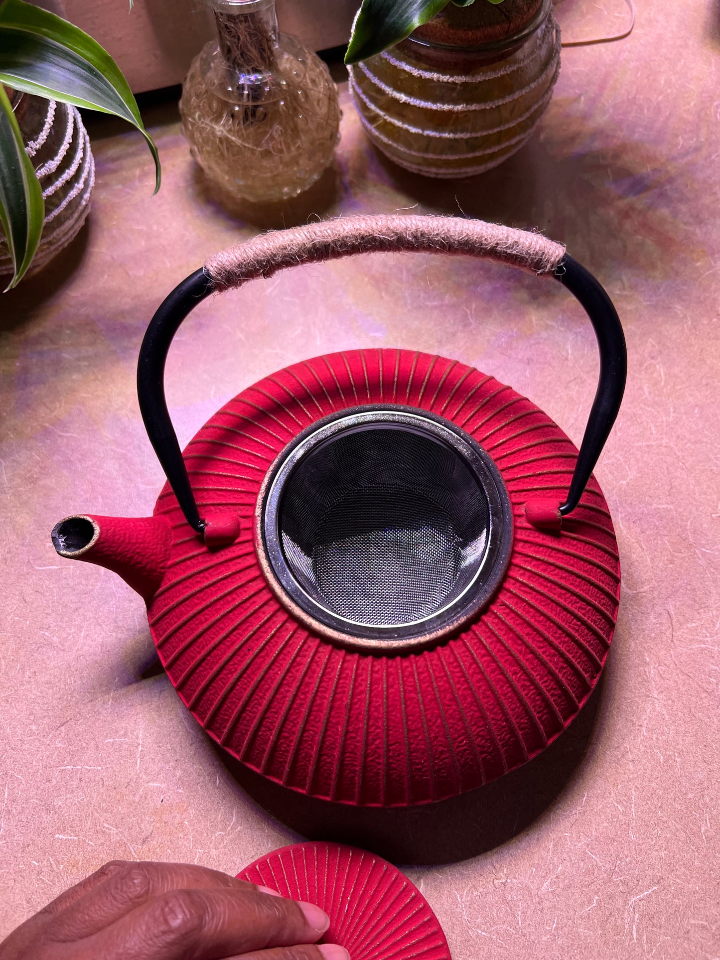 Red Cast Iron Teapot - Free Shipping