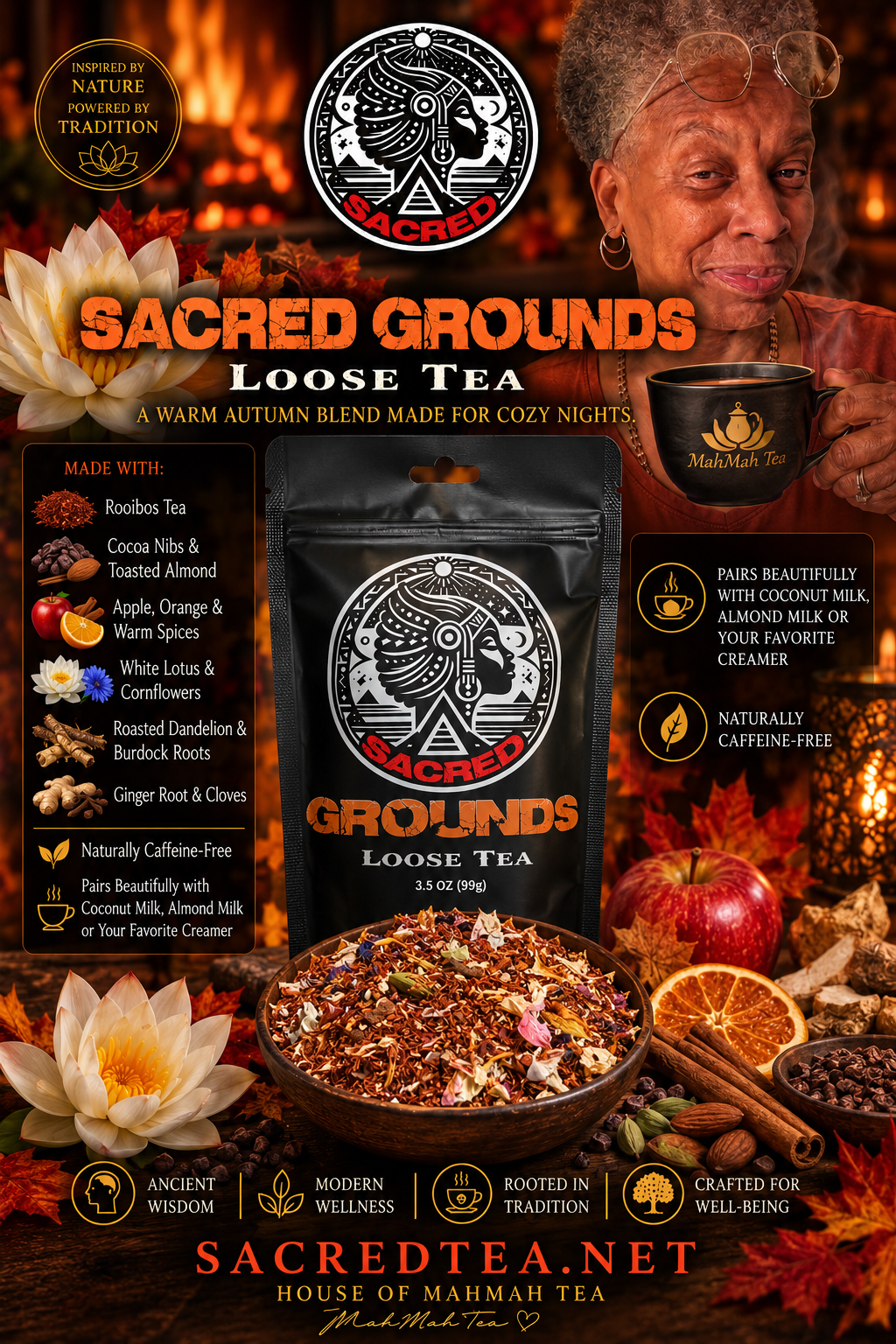 Sacred Grounds autumn loose tea blend by House of MahMah Tea