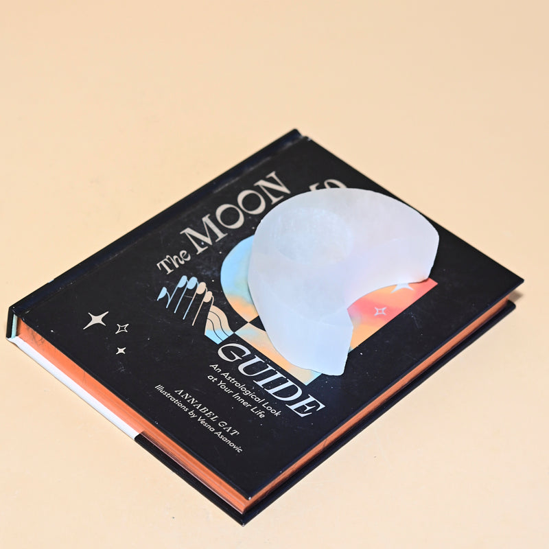 Selenite Moon Candle Holder