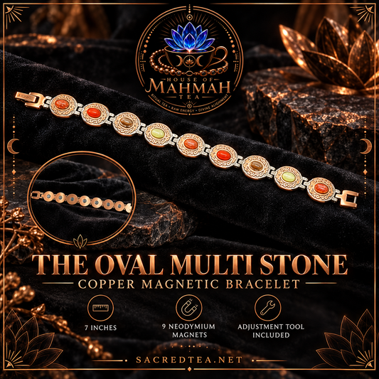 The Oval Multi Stone copper magnetic bracelet product card
